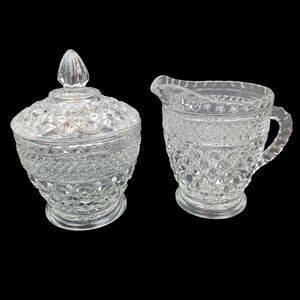 Anchor Hocking Wexford Creamer & Sugar Bowl with Lid 1962-1998 Vintage